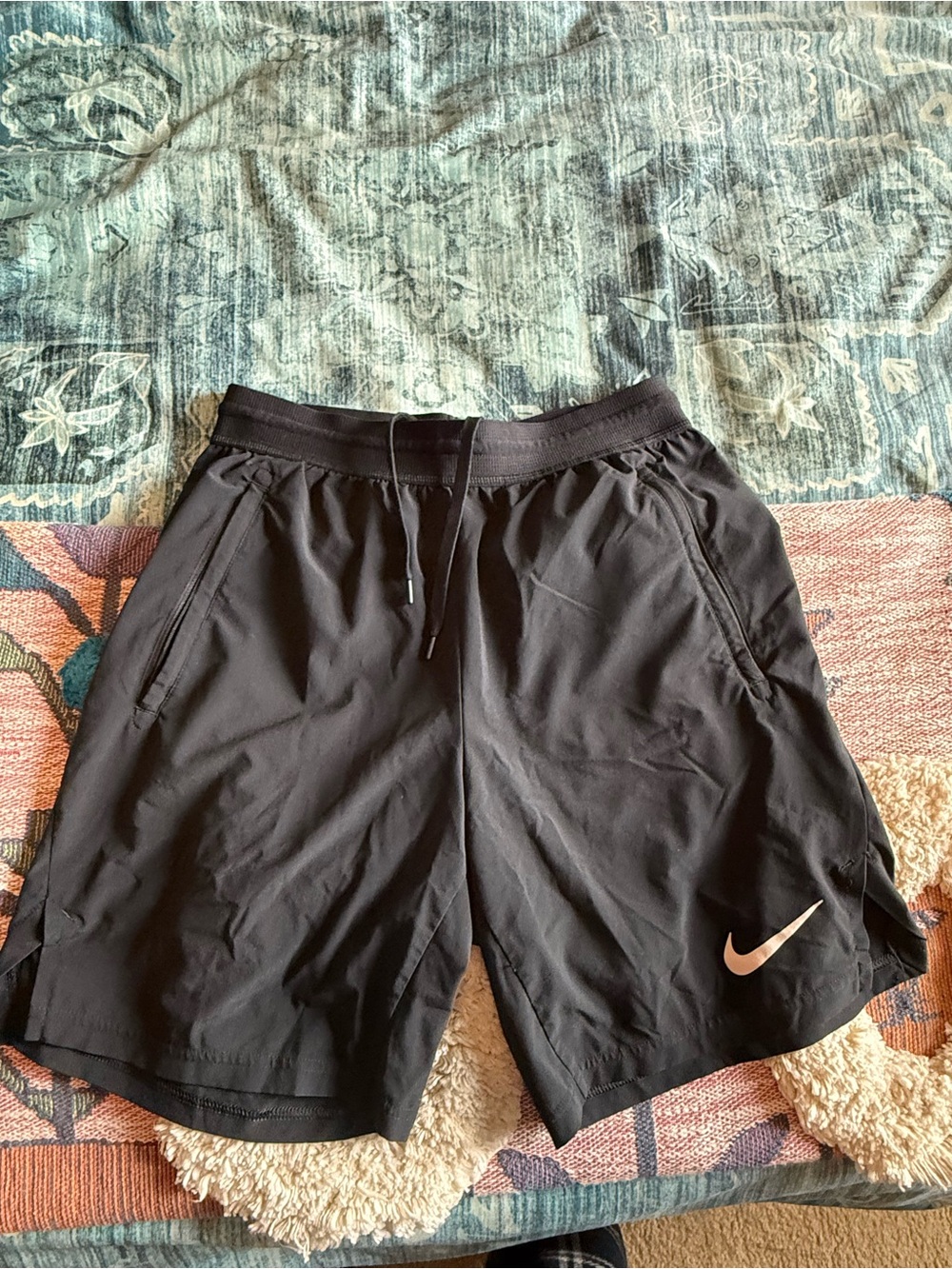 Nike Black Men’s Athletic Shorts with White Swoosh